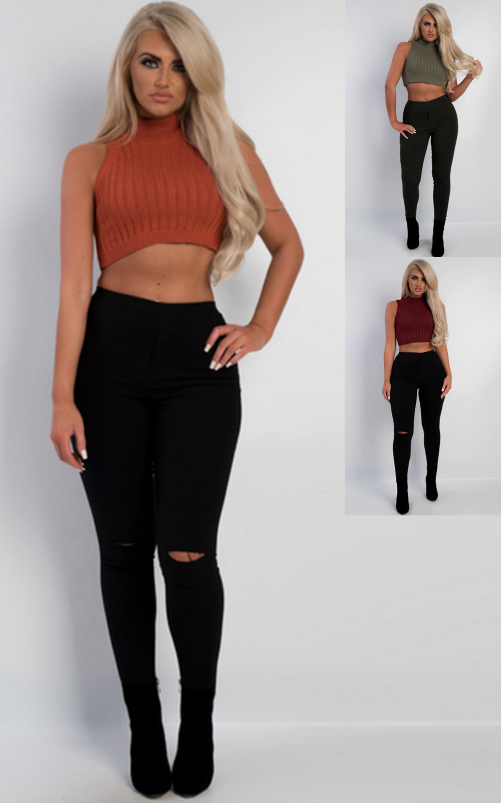 Hali Ribbed Polo Crop Top Thumbnail