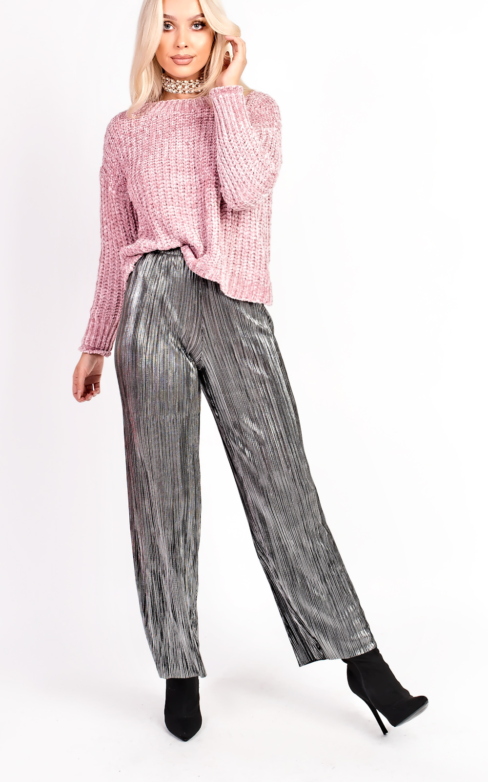 Shelly High Waist Wide Leg Pleated Trousers Thumbnail Shelly High Waist Wide Leg Pleated Trousers Thumbnail