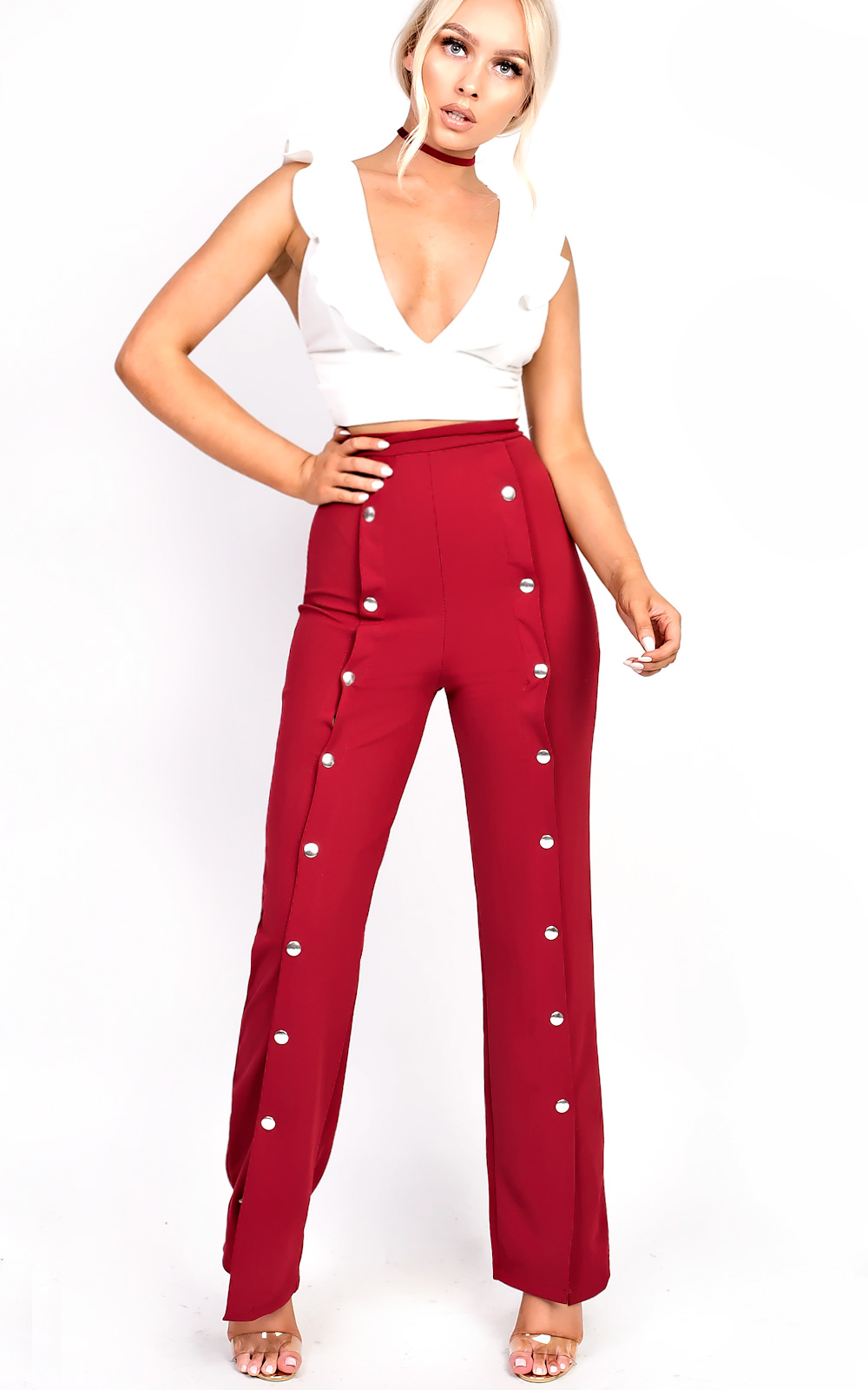 Leena Popper Slim Leg Trousers