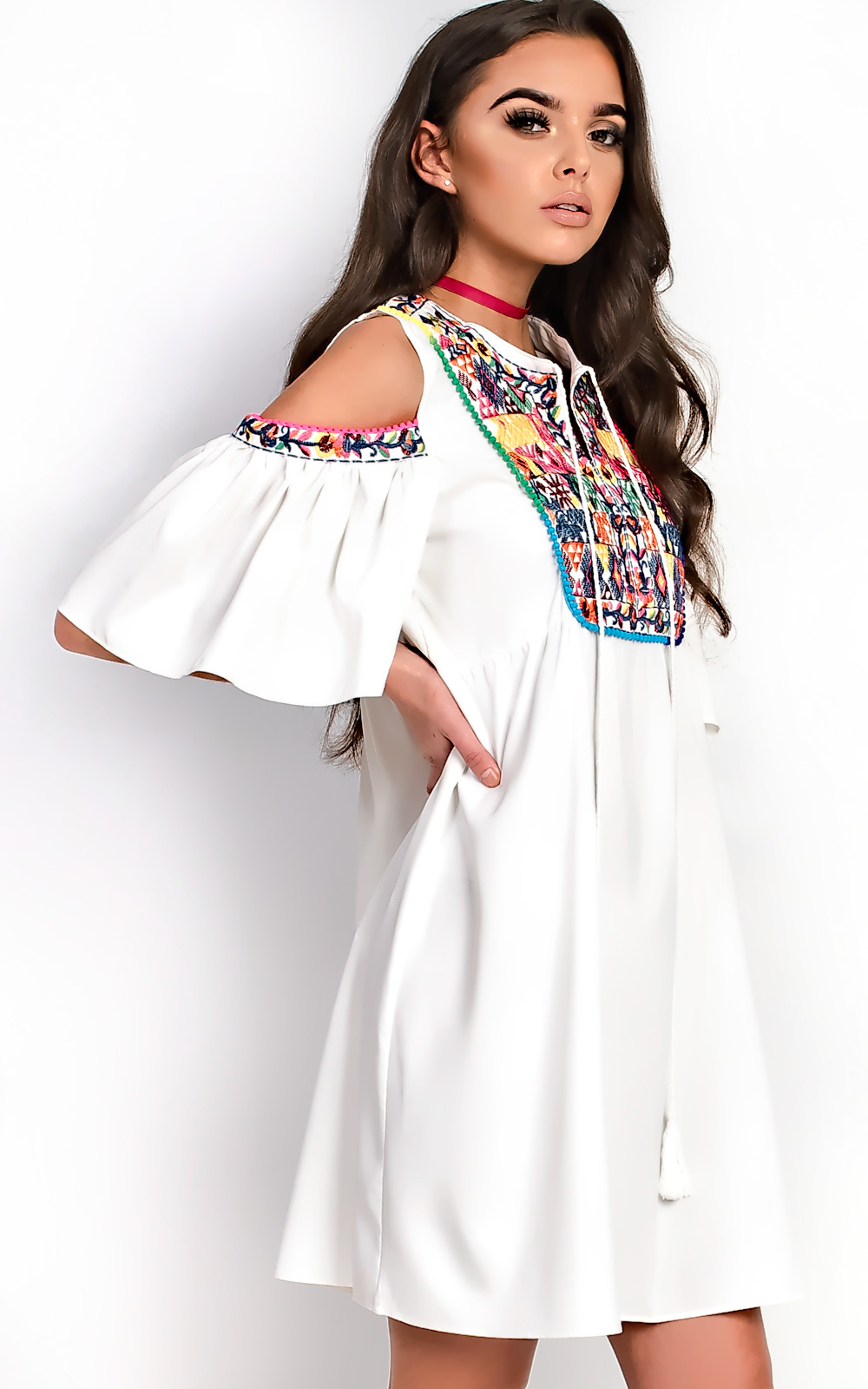 Abi Pattern Bright PomPom Shift Dress Thumbnail Abi Pattern Bright PomPom Shift Dress Thumbnail