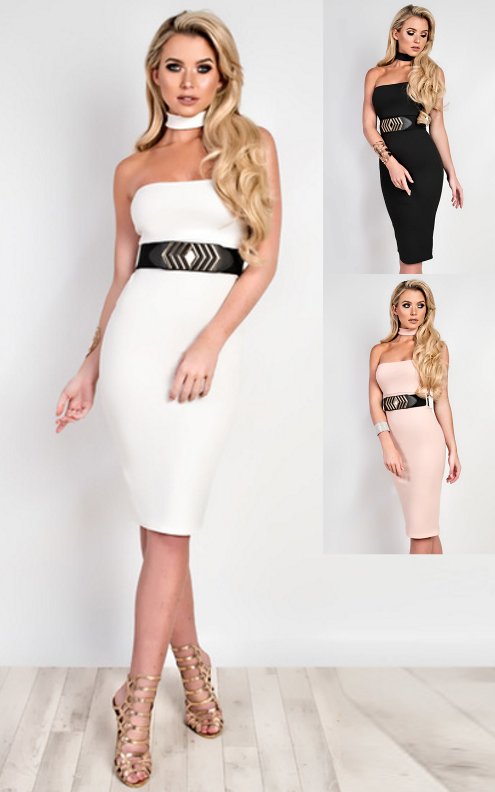 Pavla Choker Neck Bodycon Dress Thumbnail