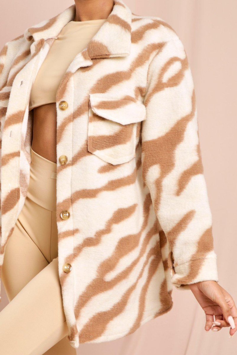 Reeva Zebra Print Button Down Shacket Thumbnail Reeva Zebra Print Button Down Shacket Thumbnail