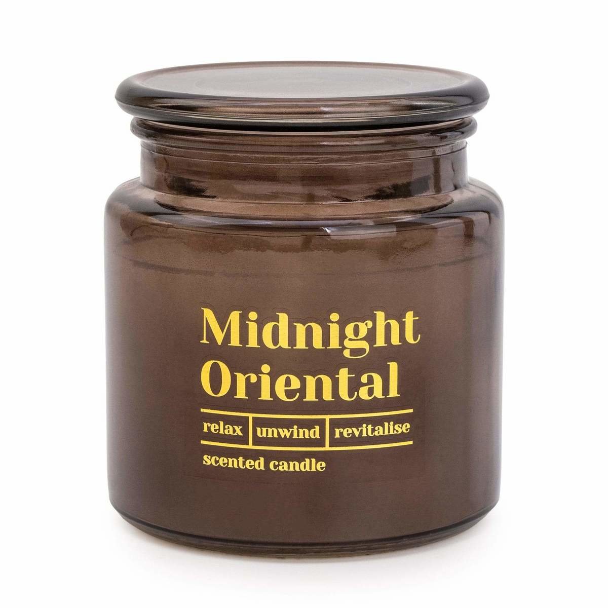 Black Glass Wax Filled Pot Candle 'Midnight Orient' - Amber Lily Scent Thumbnail