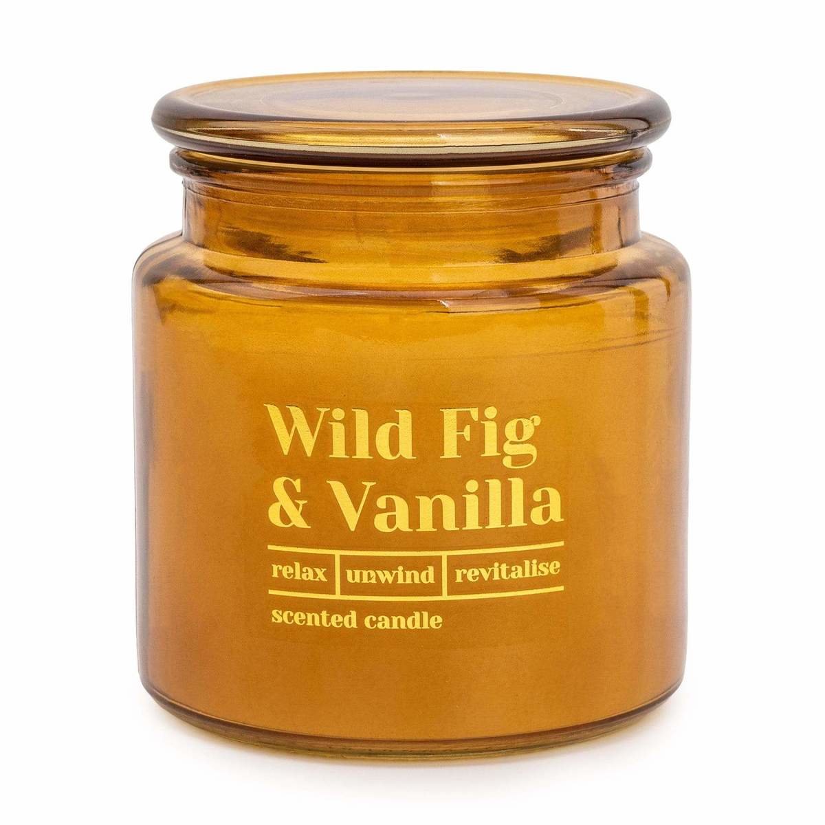 Amber Glass Wax Filled Pot Candle 'Wild Fig & Vanilla' - Wild Fig Scent Thumbnail Amber Glass Wax Filled Pot Candle 'Wild Fig & Vanilla' - Wild Fig Scent Thumbnail