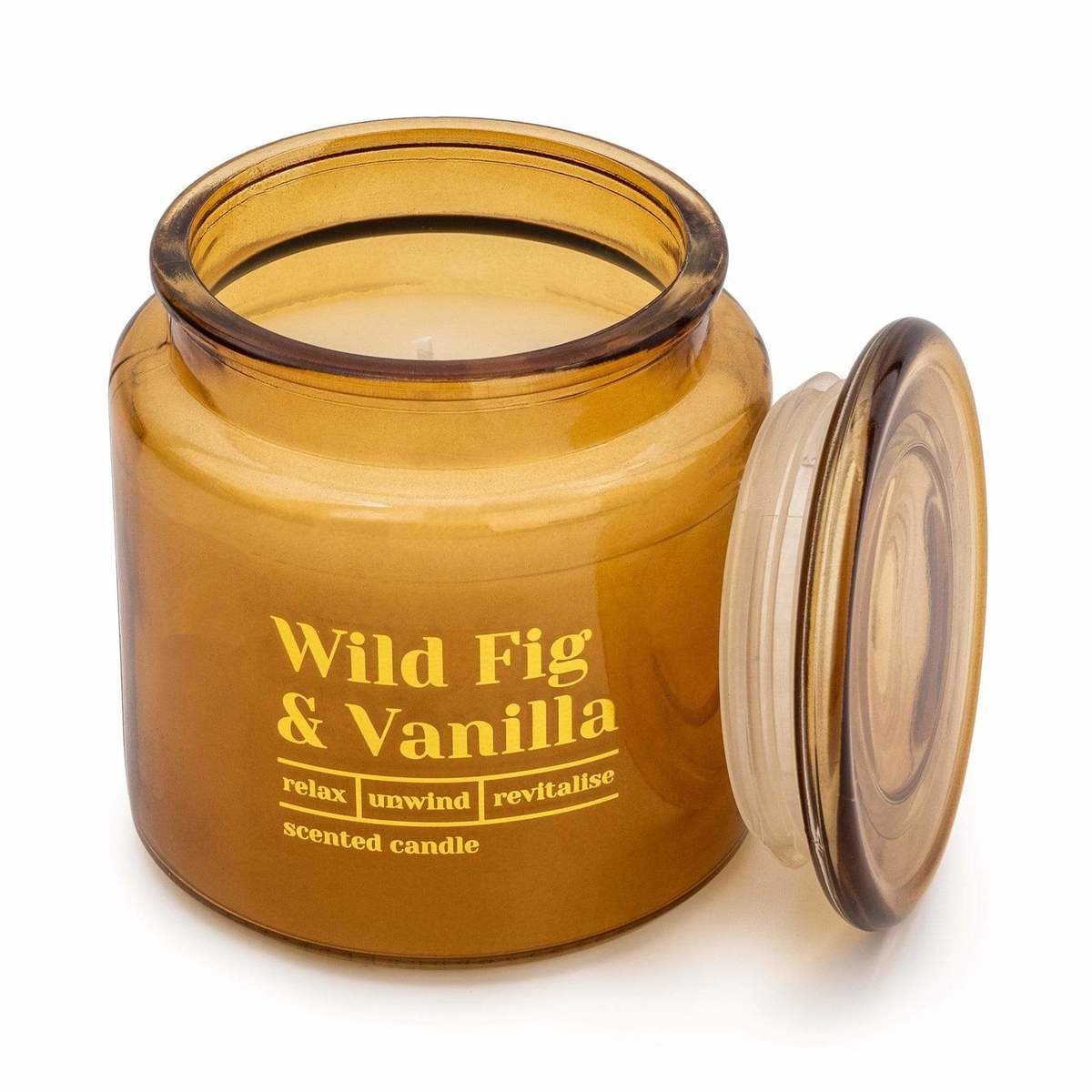 Amber Glass Wax Filled Pot Candle 'Wild Fig & Vanilla' - Wild Fig Scent Amber Glass Wax Filled Pot Candle 'Wild Fig & Vanilla' - Wild Fig Scent