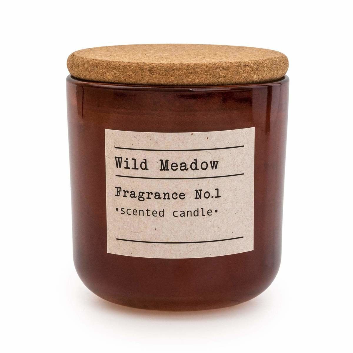 Amber Glass Wax Filled Pot Candle 'Wild Meadow'- Amber Lily Scent Amber Glass Wax Filled Pot Candle 'Wild Meadow'- Amber Lily Scent