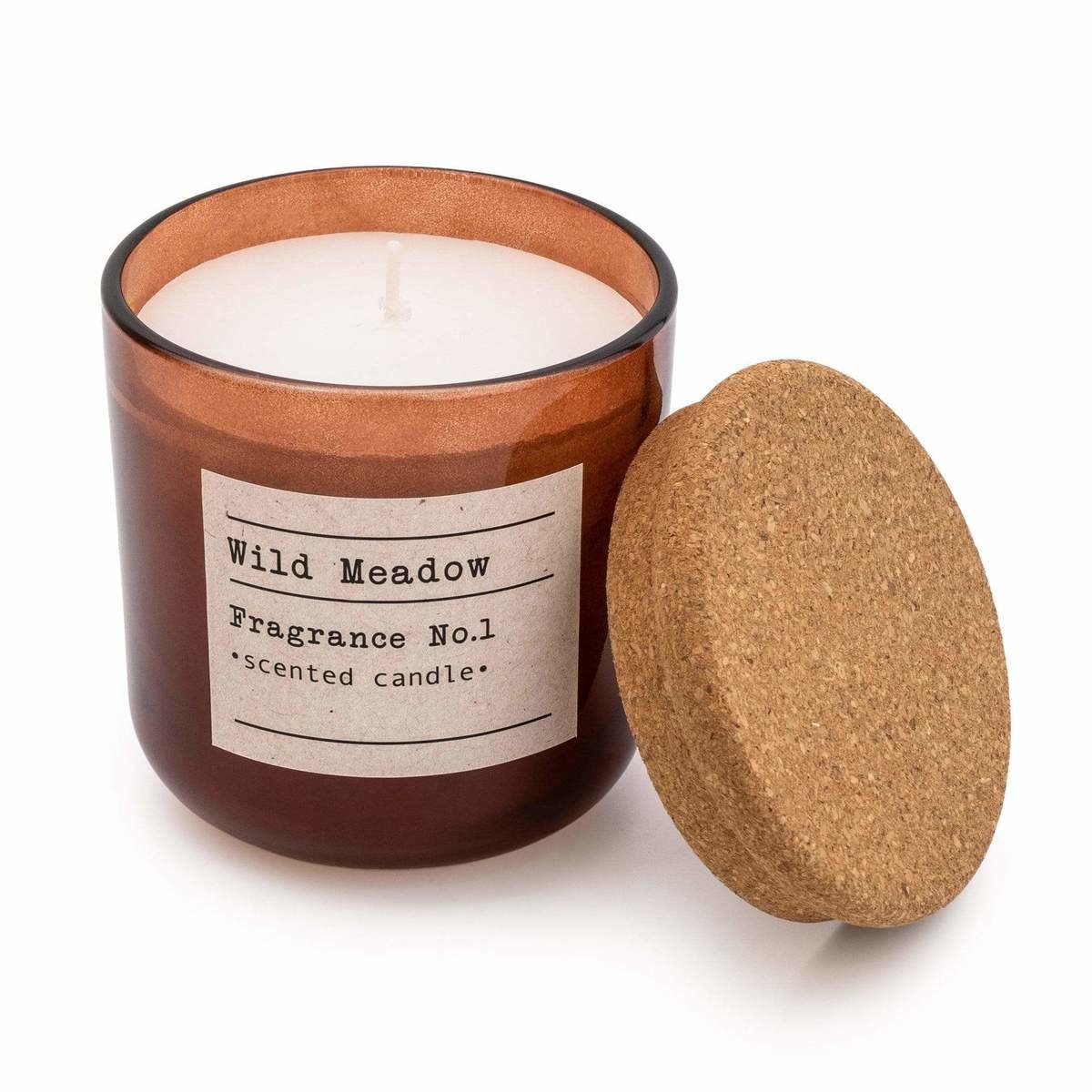 Amber Glass Wax Filled Pot Candle 'Wild Meadow'- Amber Lily Scent Thumbnail Amber Glass Wax Filled Pot Candle 'Wild Meadow'- Amber Lily Scent Thumbnail