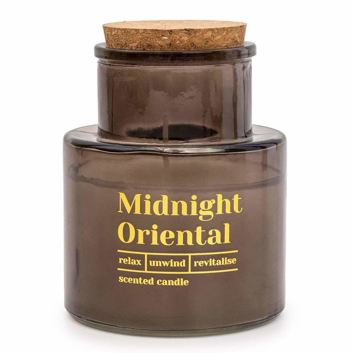 Black Long Neck Glass Candle 'Midnight Oriental' - Amber Lily Scent Black Long Neck Glass Candle 'Midnight Oriental' - Amber Lily Scent