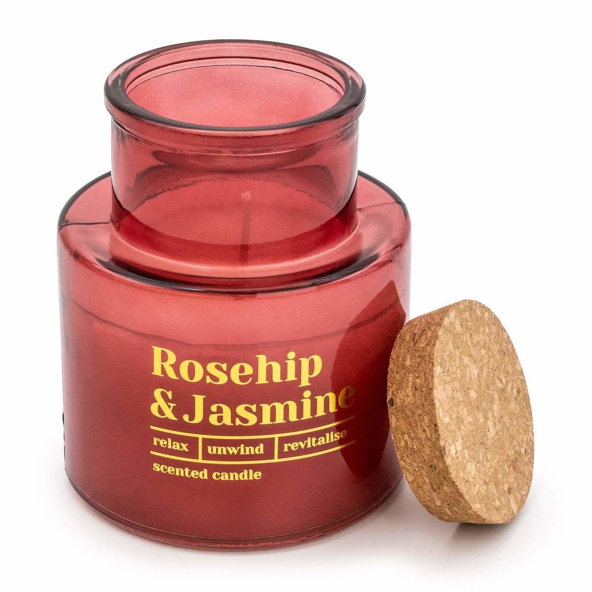 Long Neck Glass Candle with Cork Lid 'Rosehip & Jasmine' - Honeysuckle Scent Thumbnail Long Neck Glass Candle with Cork Lid 'Rosehip & Jasmine' - Honeysuckle Scent Thumbnail