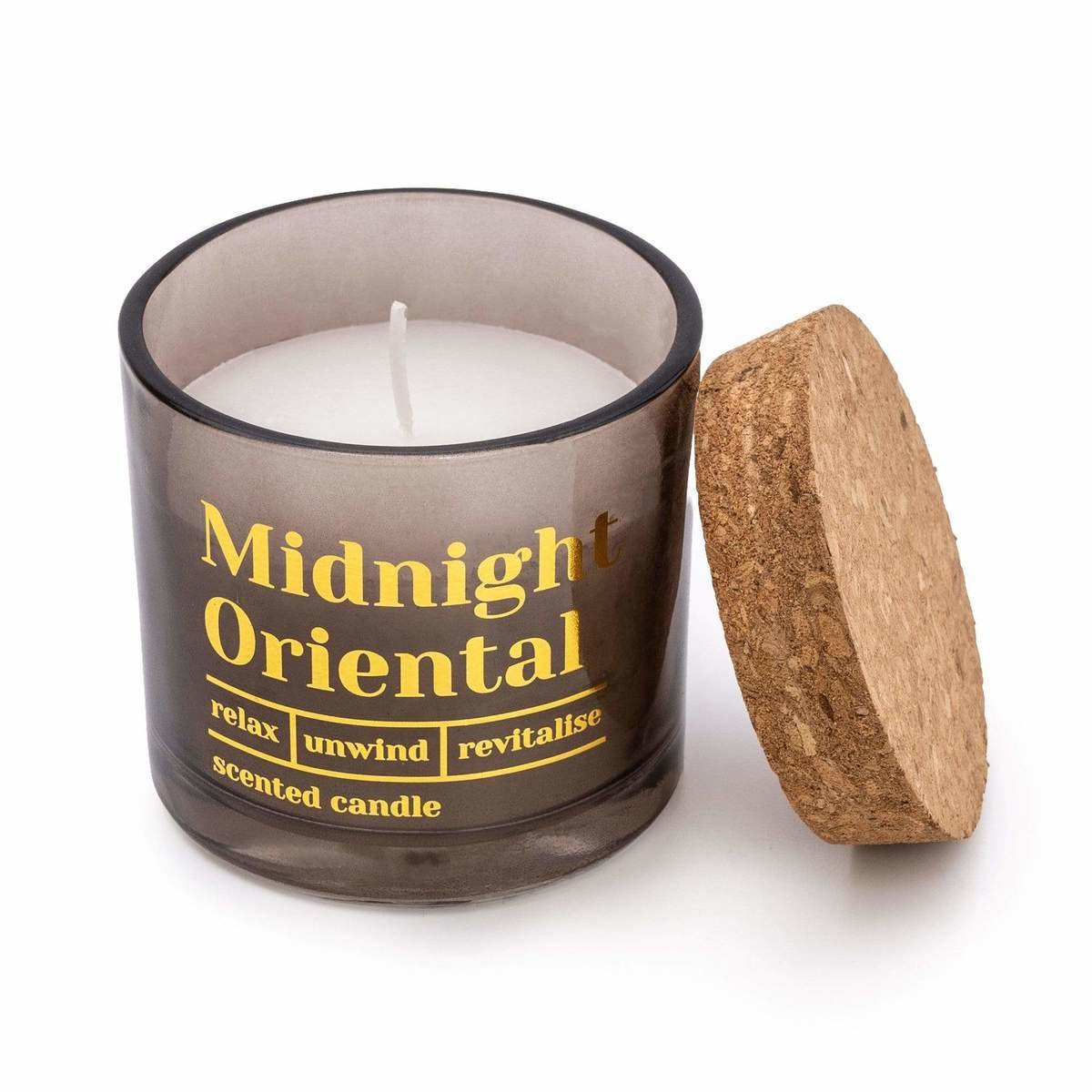 Black Glass Wax Filled Pot Candle'Midnight Oriental' - Amber Lily Scent Thumbnail Black Glass Wax Filled Pot Candle'Midnight Oriental' - Amber Lily Scent Thumbnail