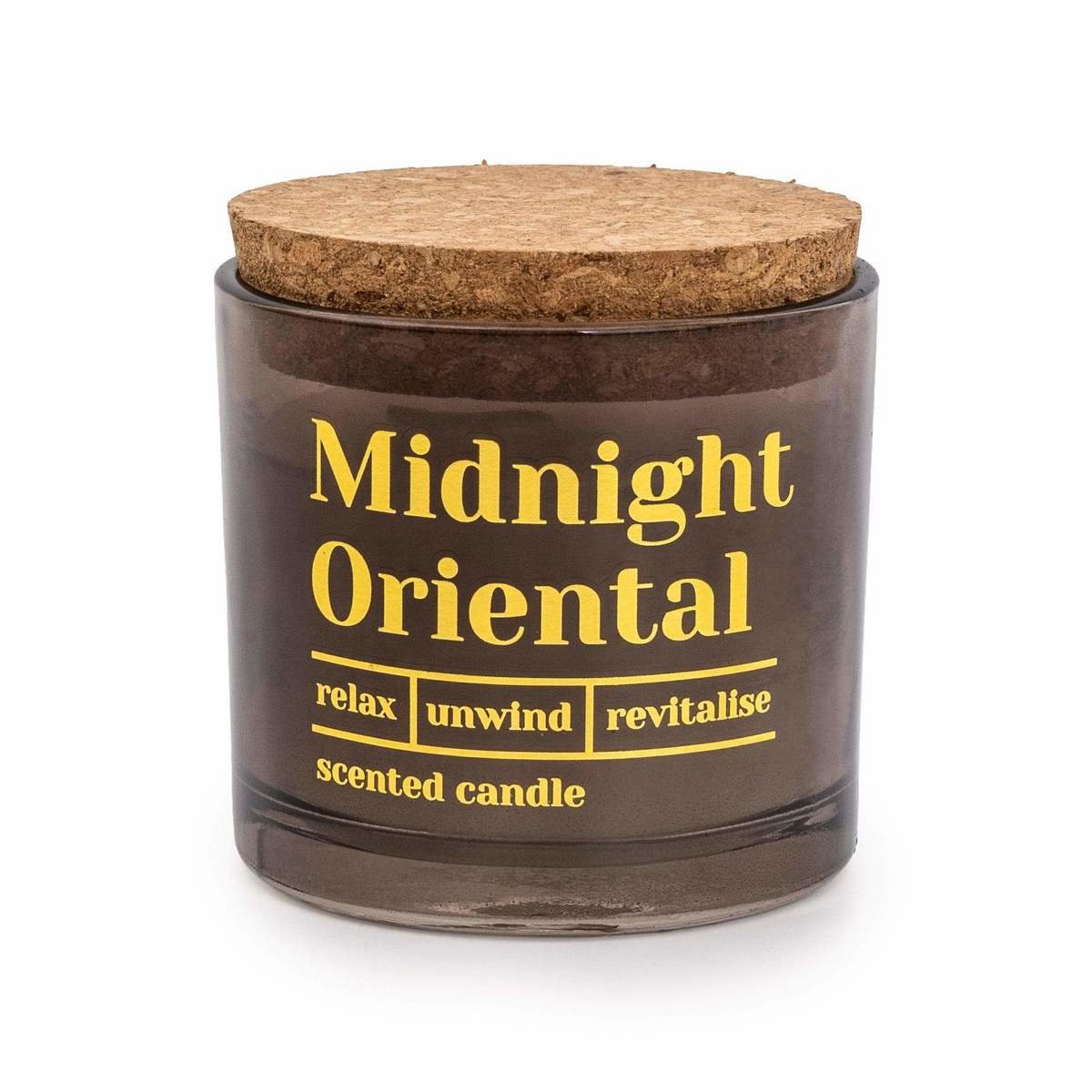 Black Glass Wax Filled Pot Candle'Midnight Oriental' - Amber Lily Scent 