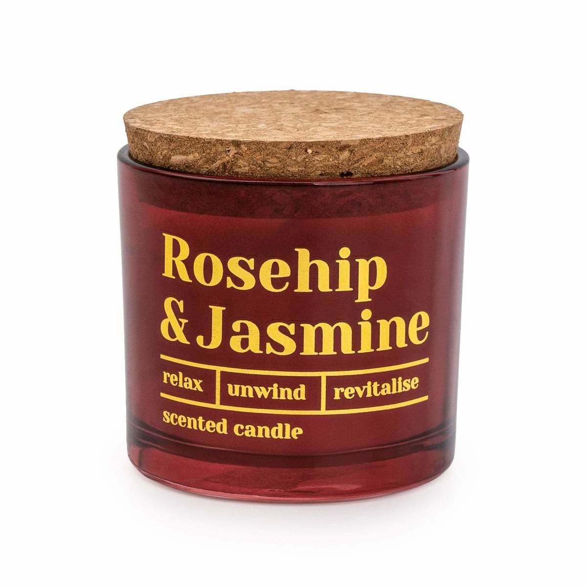 Glass Wax Filled Pot Candle 'Rosehip & Jasmine' - Honeysuckle Scent Glass Wax Filled Pot Candle 'Rosehip & Jasmine' - Honeysuckle Scent