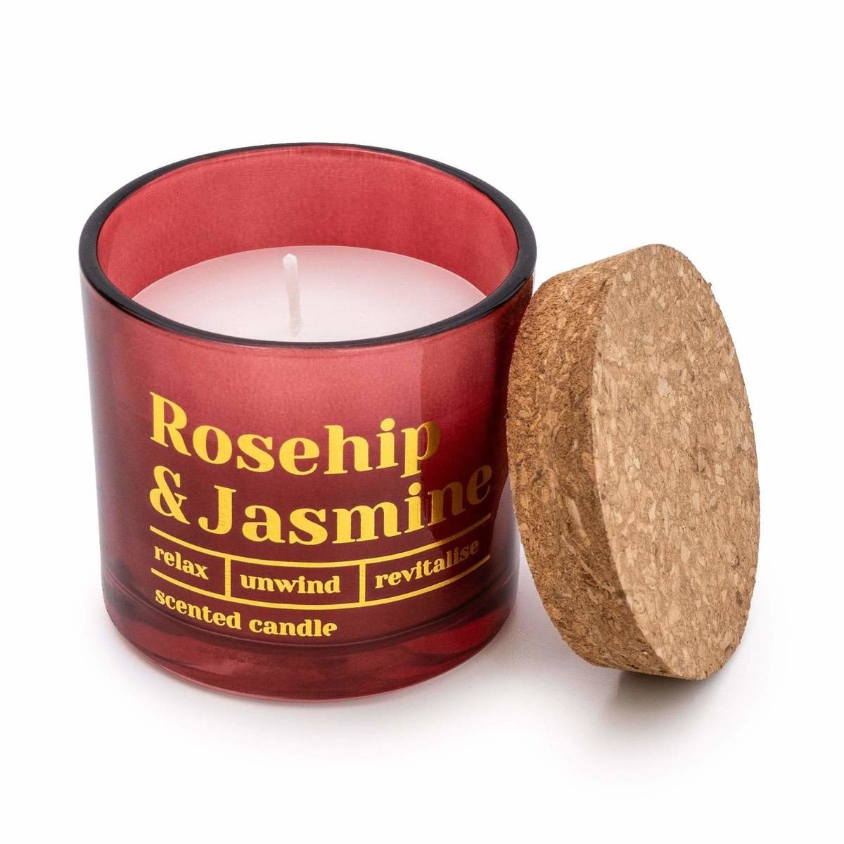 Glass Wax Filled Pot Candle 'Rosehip & Jasmine' - Honeysuckle Scent  Thumbnail