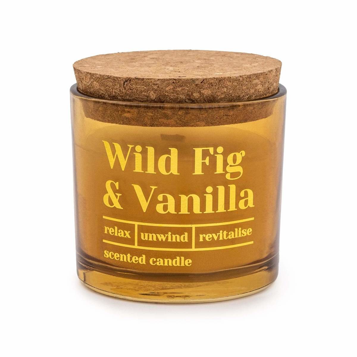 Amber Glass Wax Filled Pot Candle 'Wild Fig & Vanilla' - Wild Fig Scent Amber Glass Wax Filled Pot Candle 'Wild Fig & Vanilla' - Wild Fig Scent