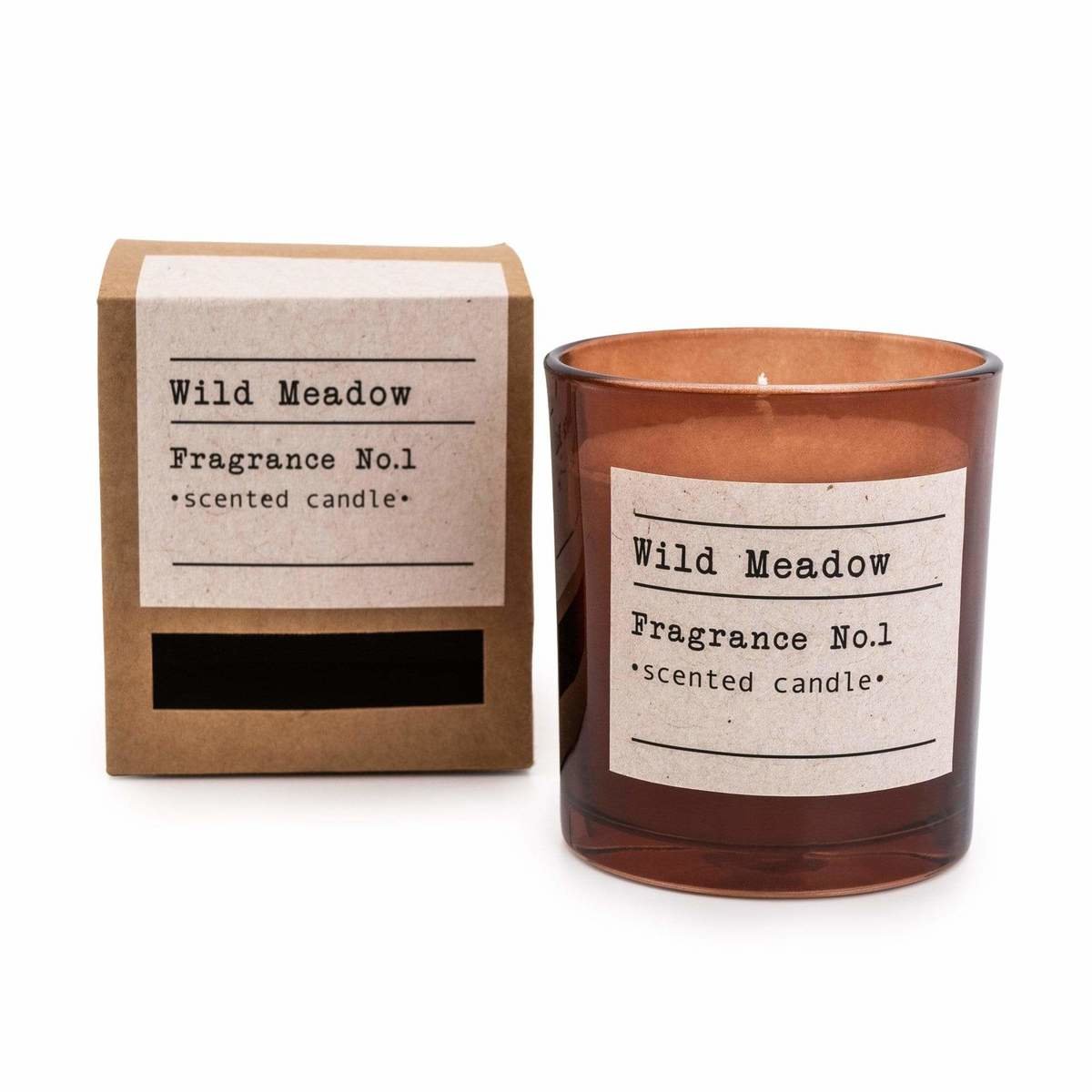Amber Glass Wax Filled Pot Candle 'Wild Meadow'- Amber Lily Scent Thumbnail Amber Glass Wax Filled Pot Candle 'Wild Meadow'- Amber Lily Scent Thumbnail