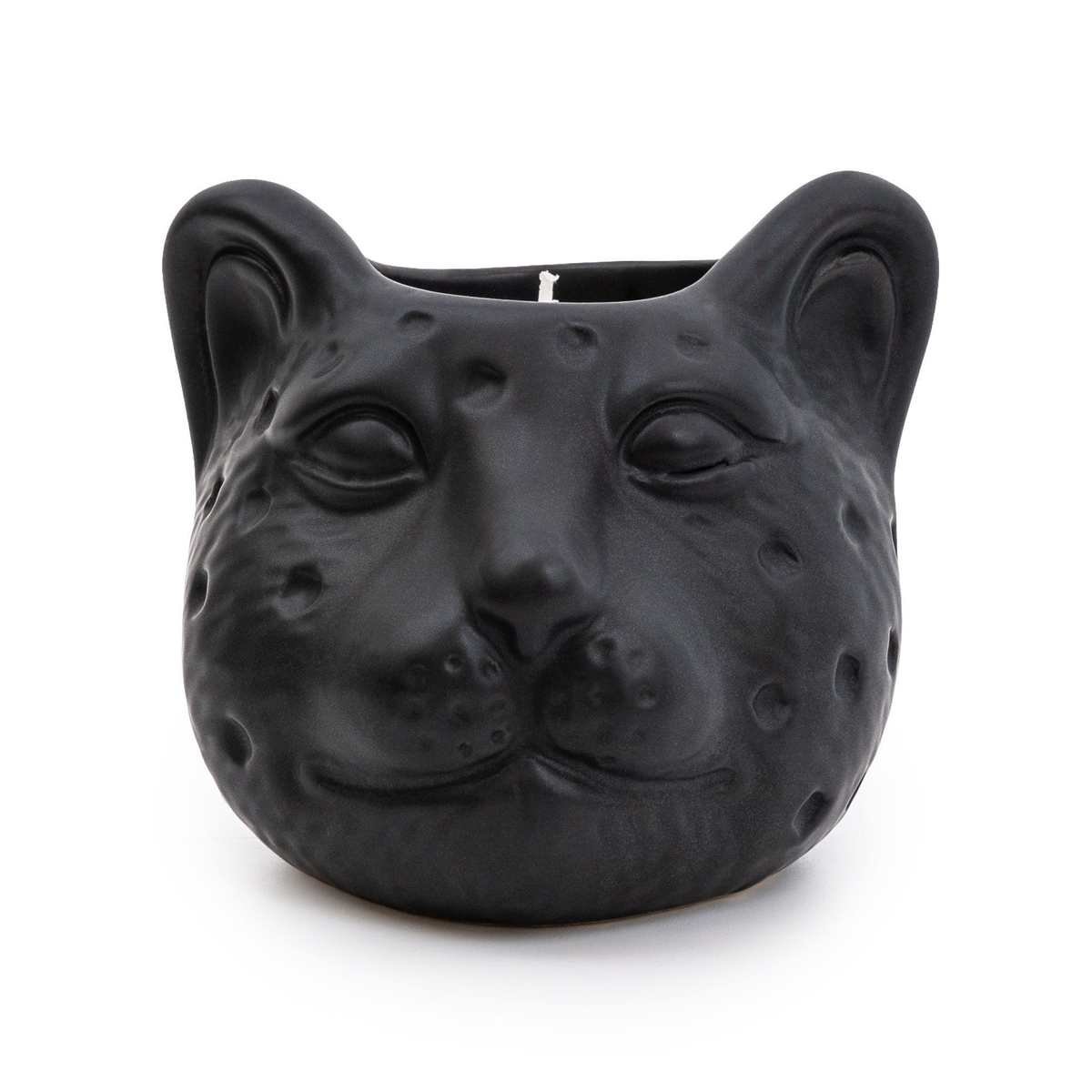 Matte Black Ceramic Leopard Head Candle - Midnight Pomegranate Scent Thumbnail Matte Black Ceramic Leopard Head Candle - Midnight Pomegranate Scent Thumbnail