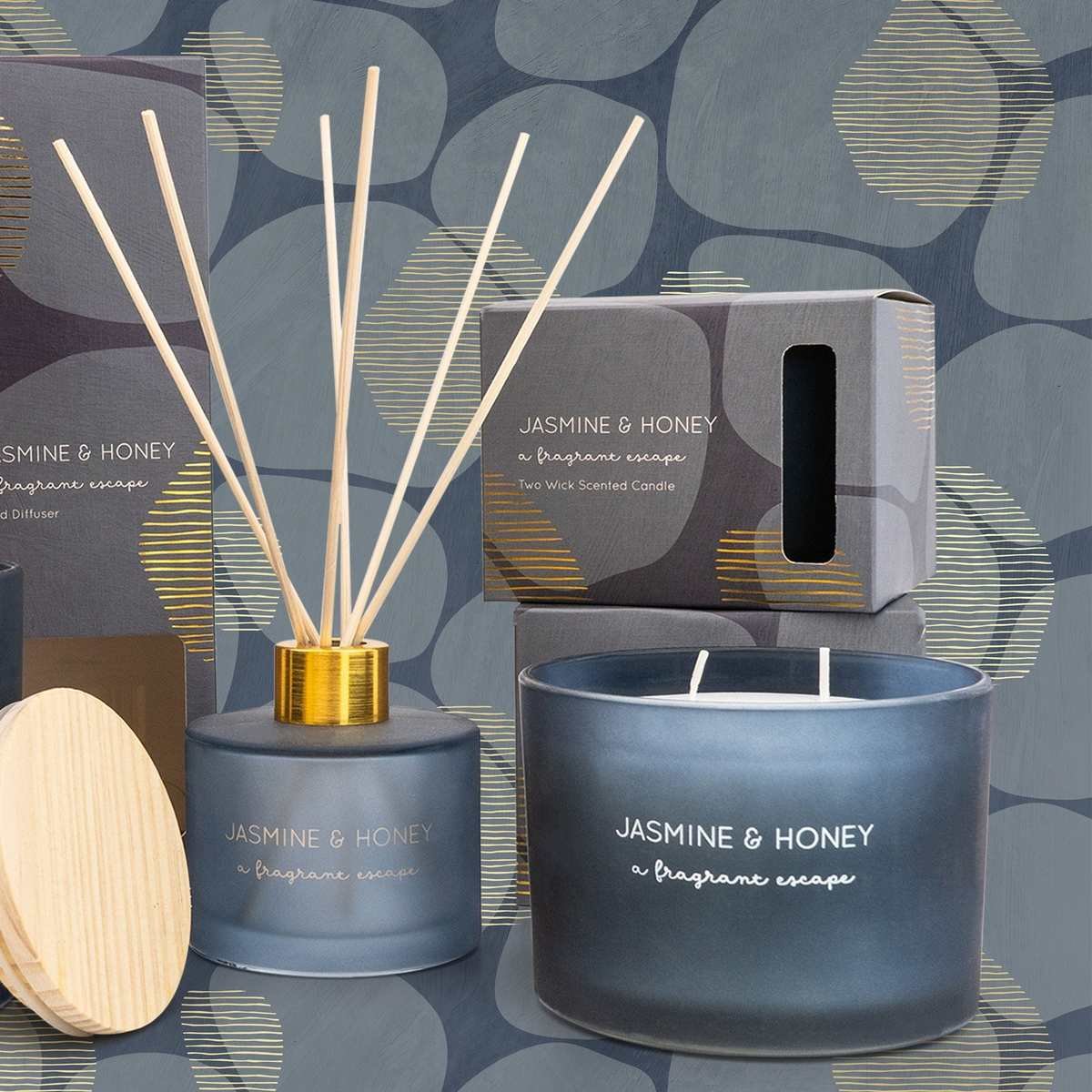 Jasmine & Honey Glass Wax Filled Pot Candle - Honeysuckle Scent Thumbnail Jasmine & Honey Glass Wax Filled Pot Candle - Honeysuckle Scent Thumbnail