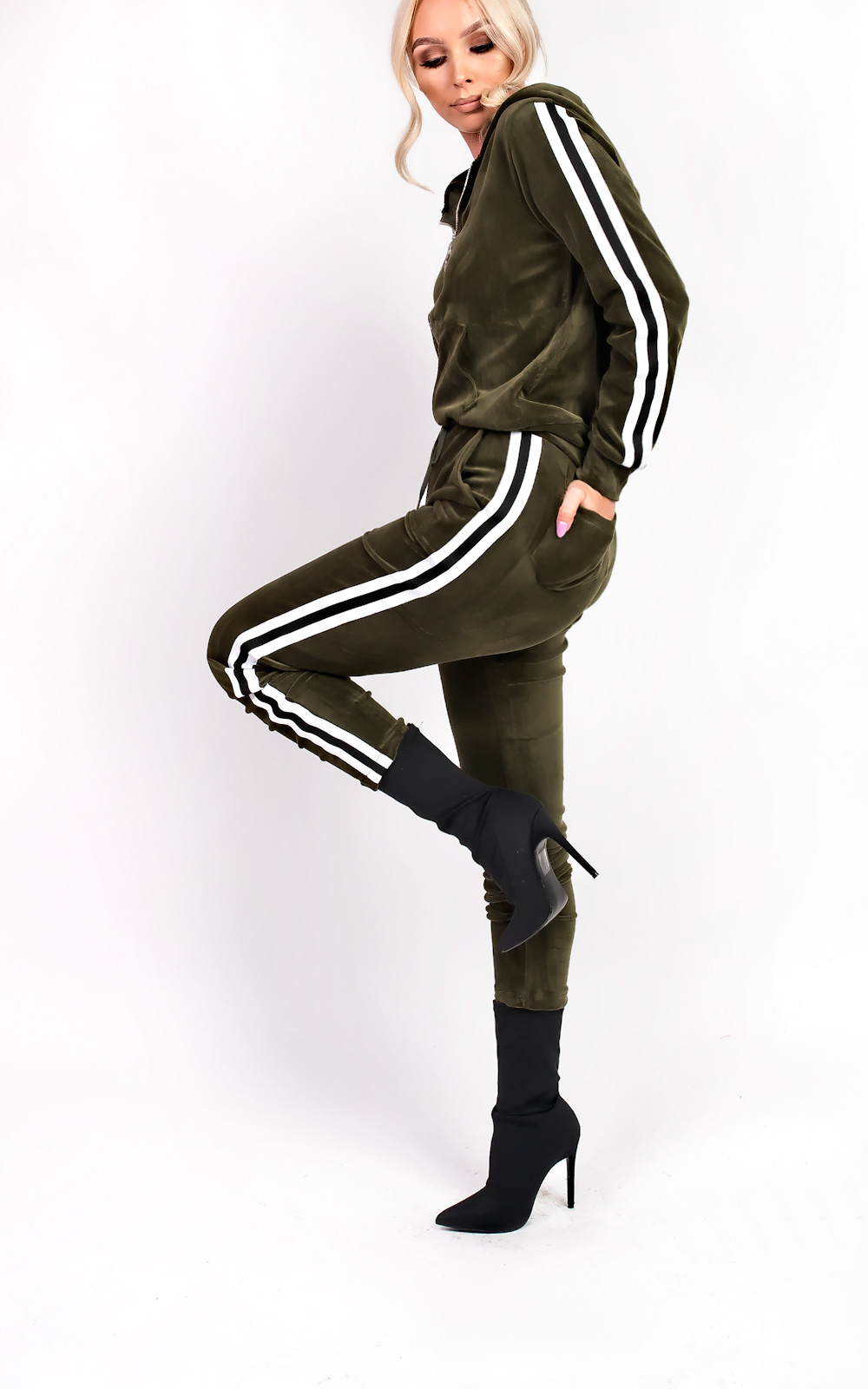 Kourt Stripe Velour Tracksuit Thumbnail