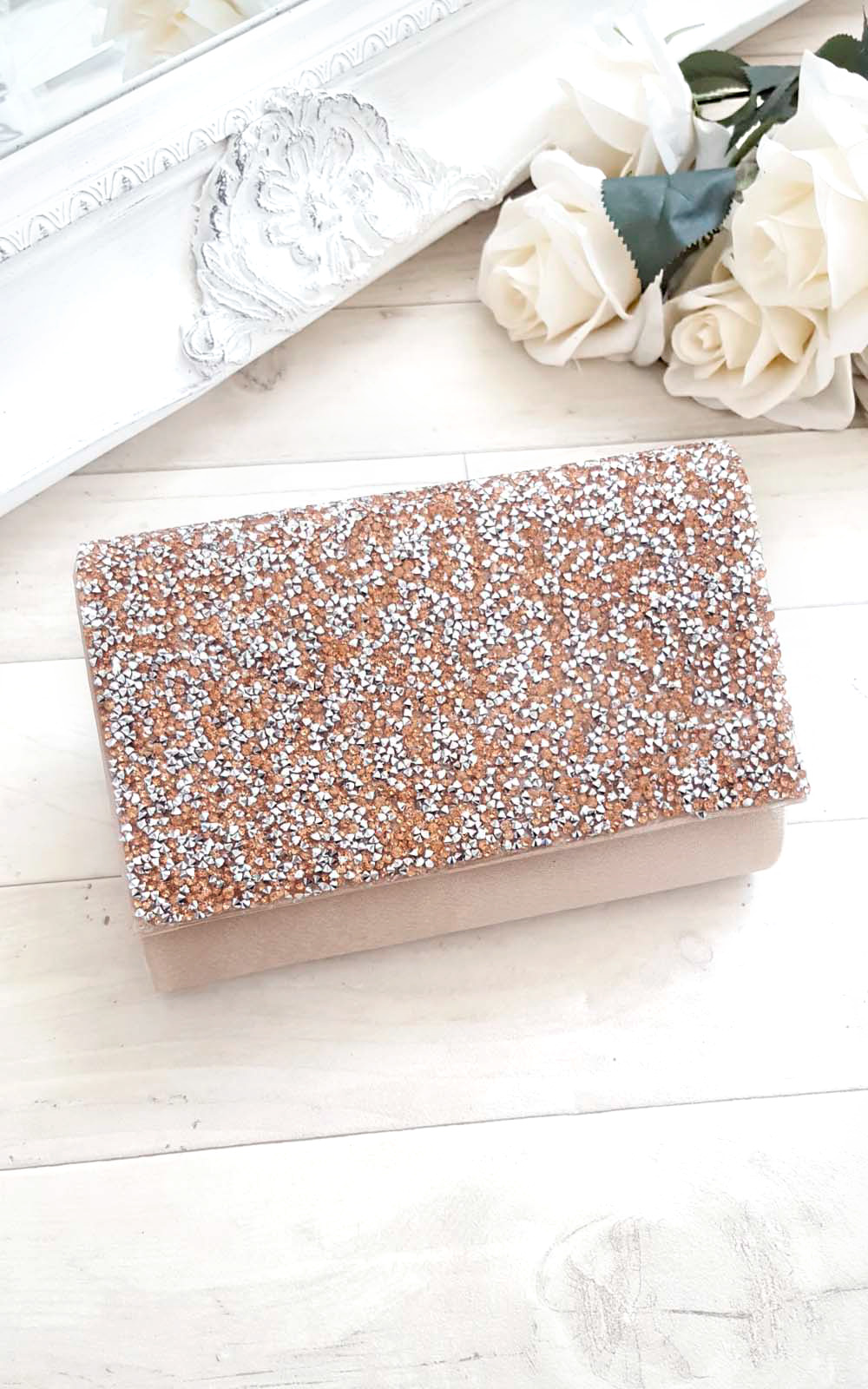 Rose Embellished Clutch Bag