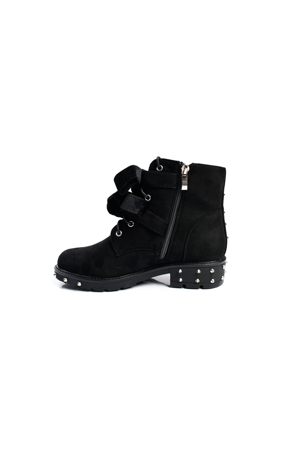 Taylor Studded Bow Faux Suede Ankle Boots Thumbnail