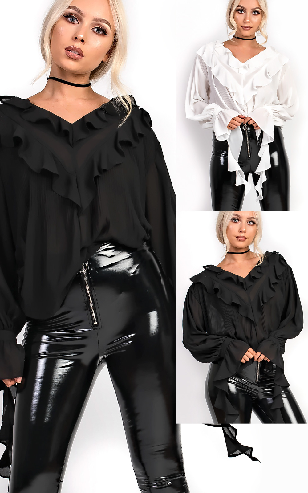 Aneesa Frill Pleated Blouse Top Thumbnail Aneesa Frill Pleated Blouse Top Thumbnail