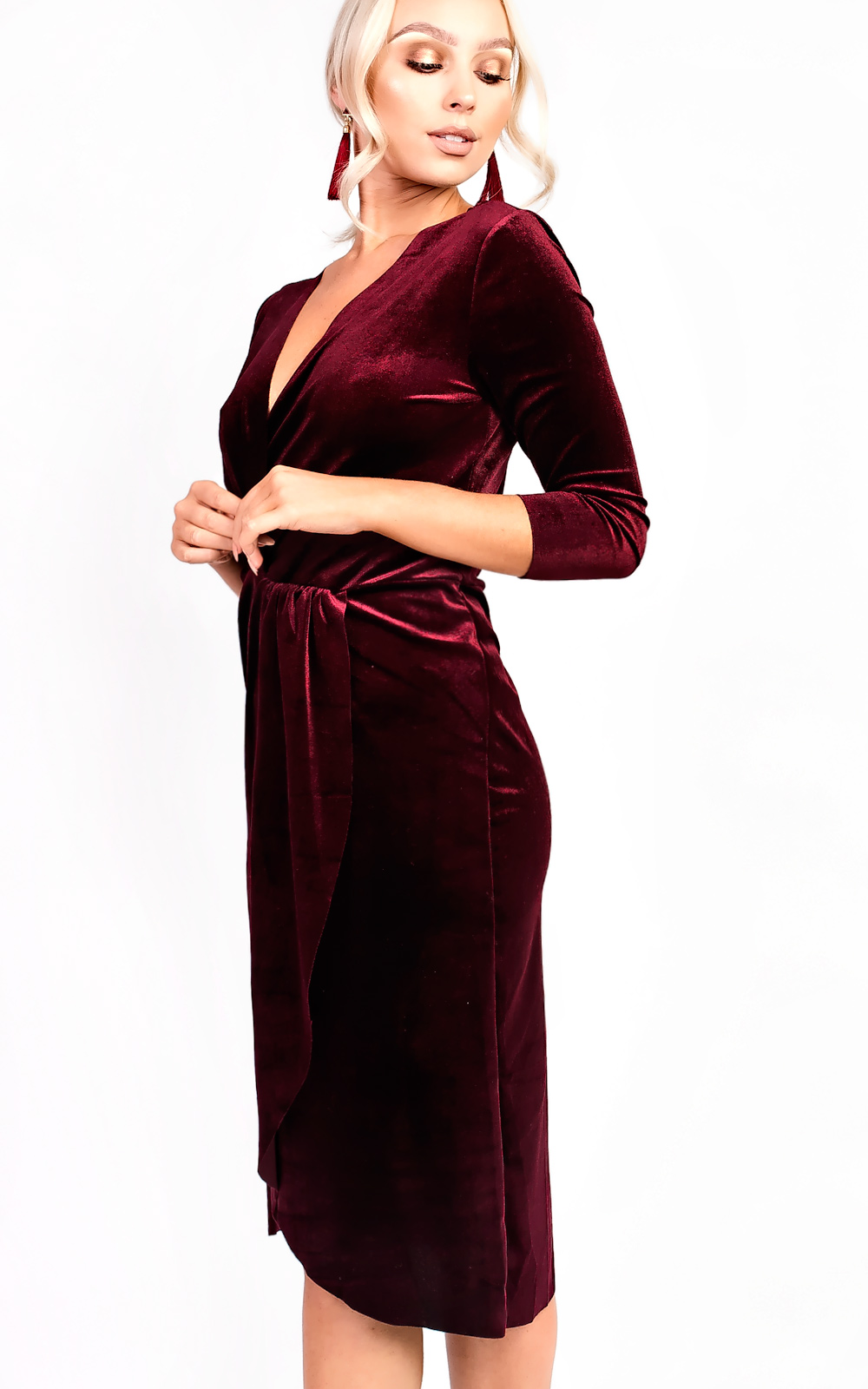 Serena Wrap Velvet Bodycon Dress Thumbnail Serena Wrap Velvet Bodycon Dress Thumbnail