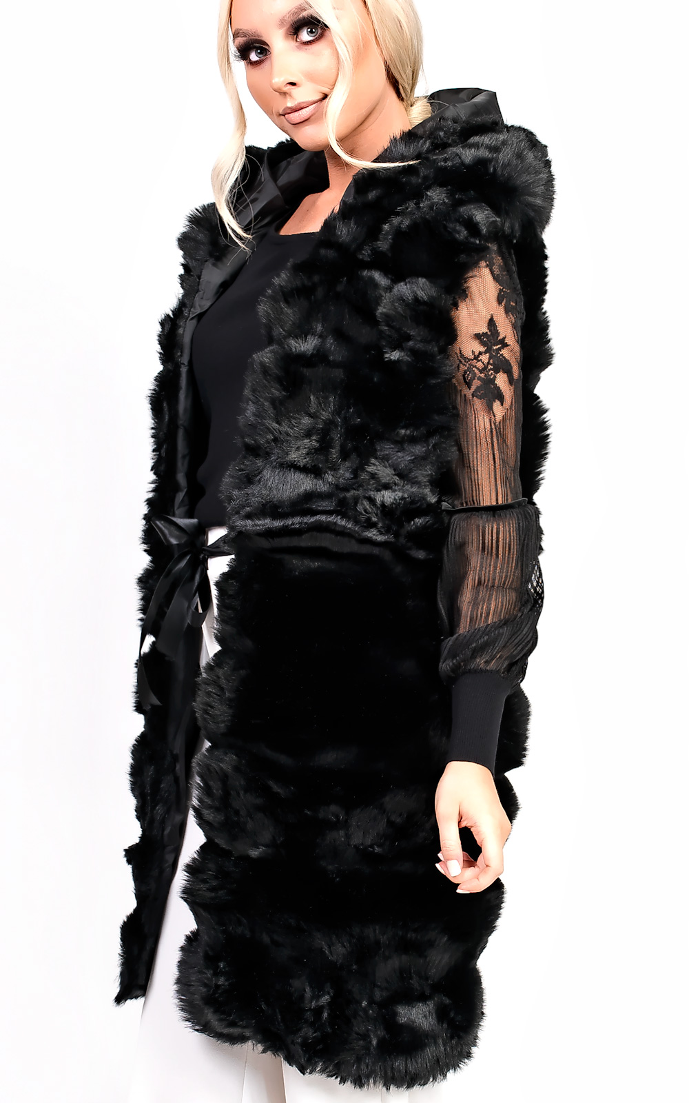 Karla Faux Fur Hooded Waistcoat Thumbnail Karla Faux Fur Hooded Waistcoat Thumbnail