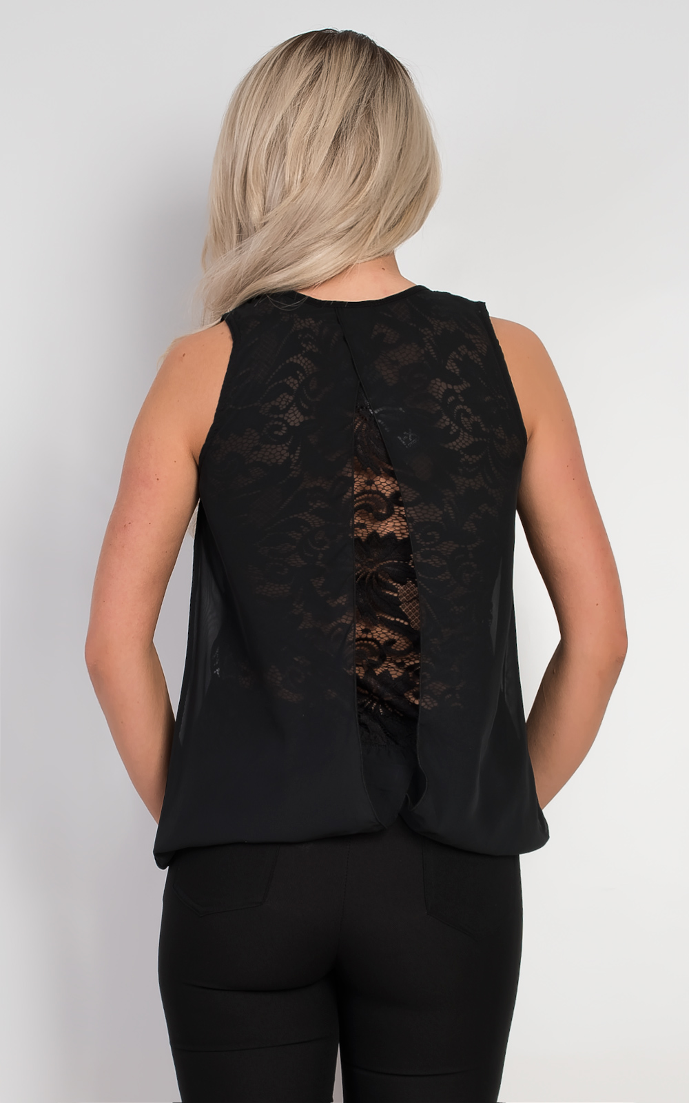 Trish Lace Back Chiffon Vest Top Thumbnail