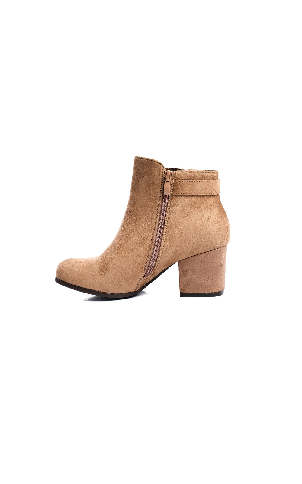 Klarissa Faux Suede Gold Button Ankle Boots Thumbnail