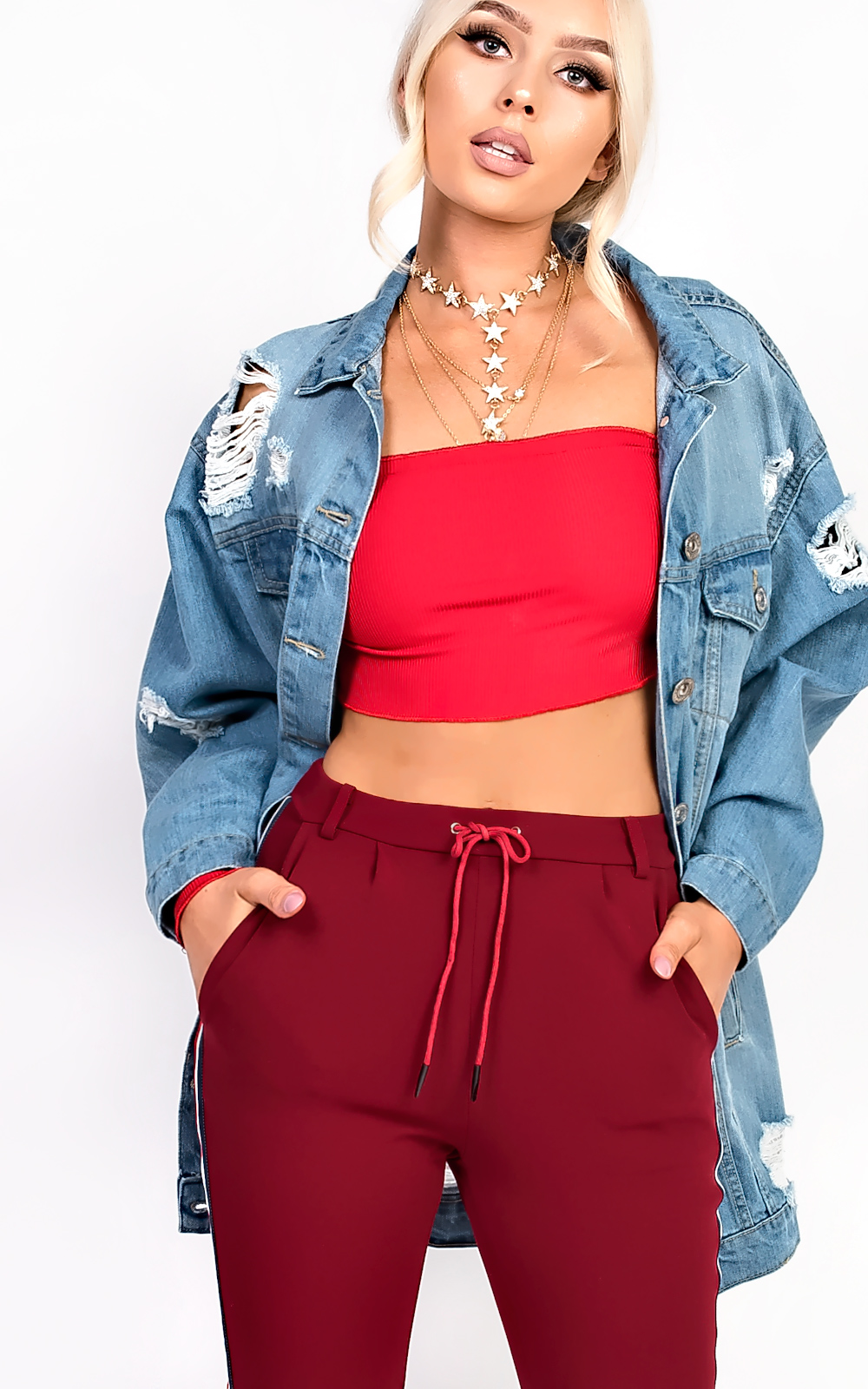 Haley Ribbed Long Sleeved Crop Top Thumbnail