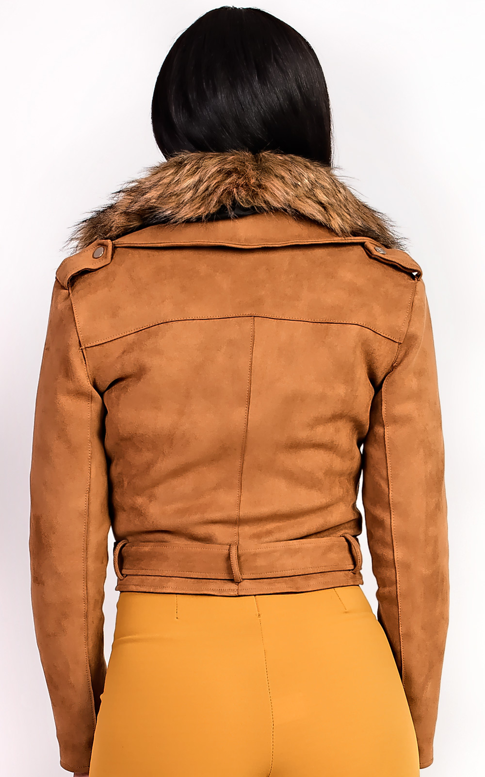 Brogan Faux Fur Suede Biker Jacket Thumbnail