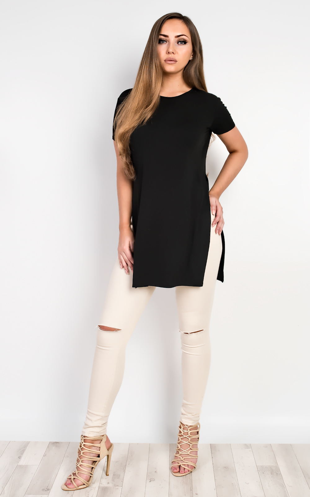 Zona Basic Side Split Casual Top Zona Basic Side Split Casual Top