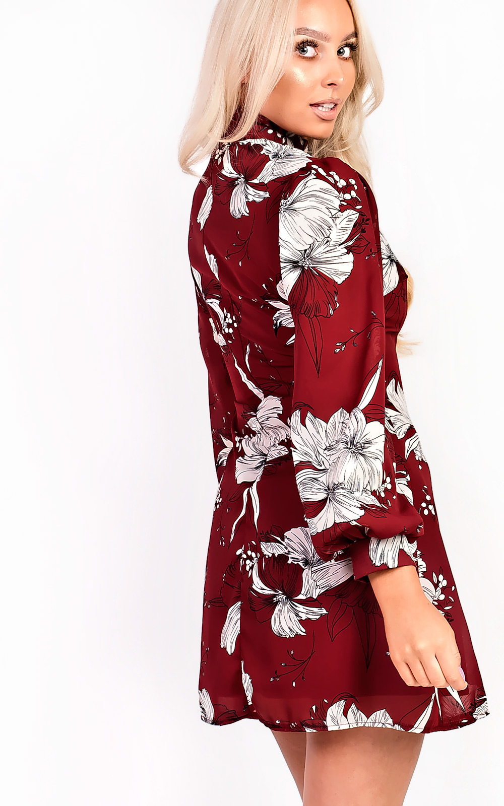 Amy High Neck Floral Dress Thumbnail