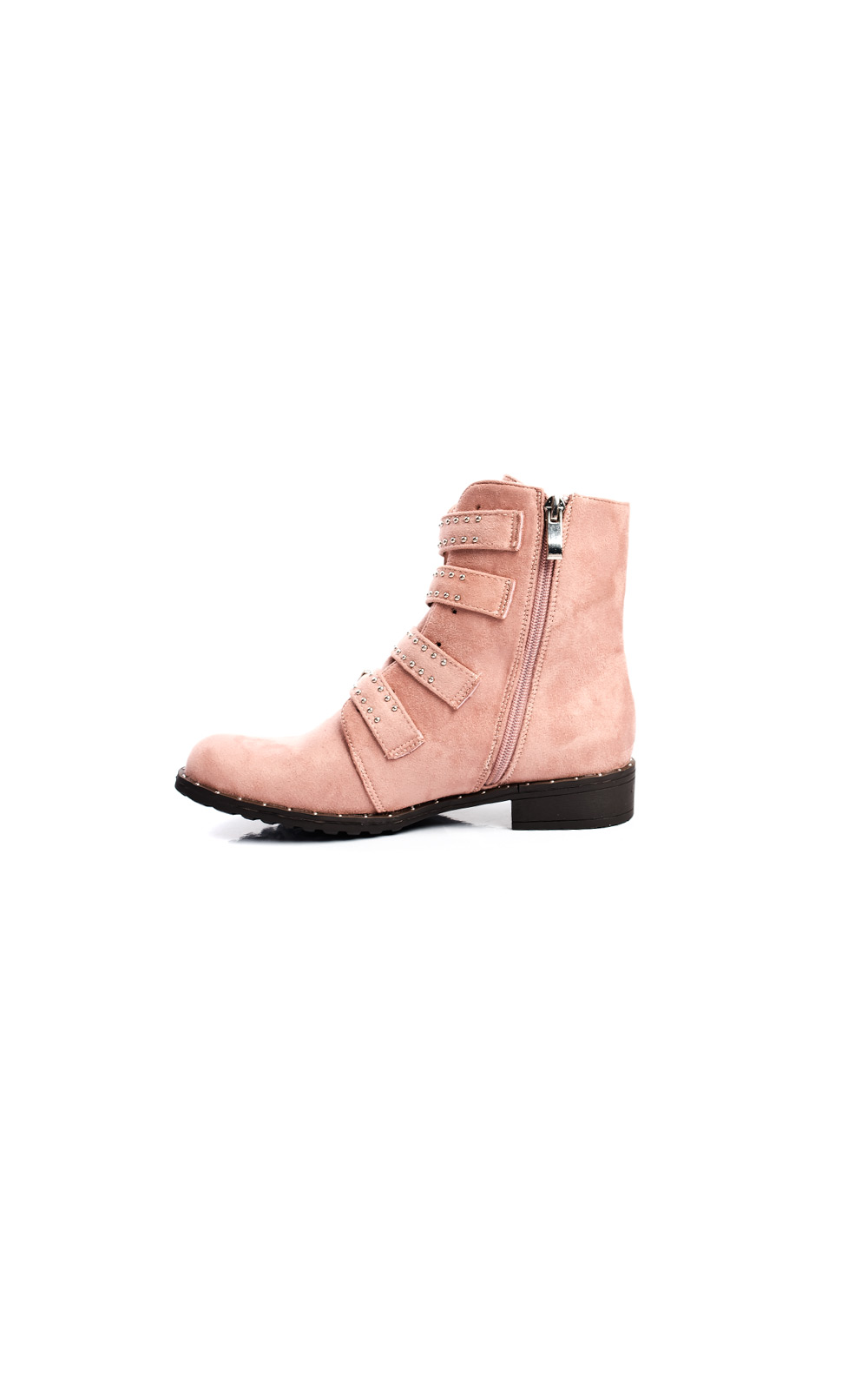 Alexis Studded Buckle Faux Suede Ankle Boots Thumbnail Alexis Studded Buckle Faux Suede Ankle Boots Thumbnail