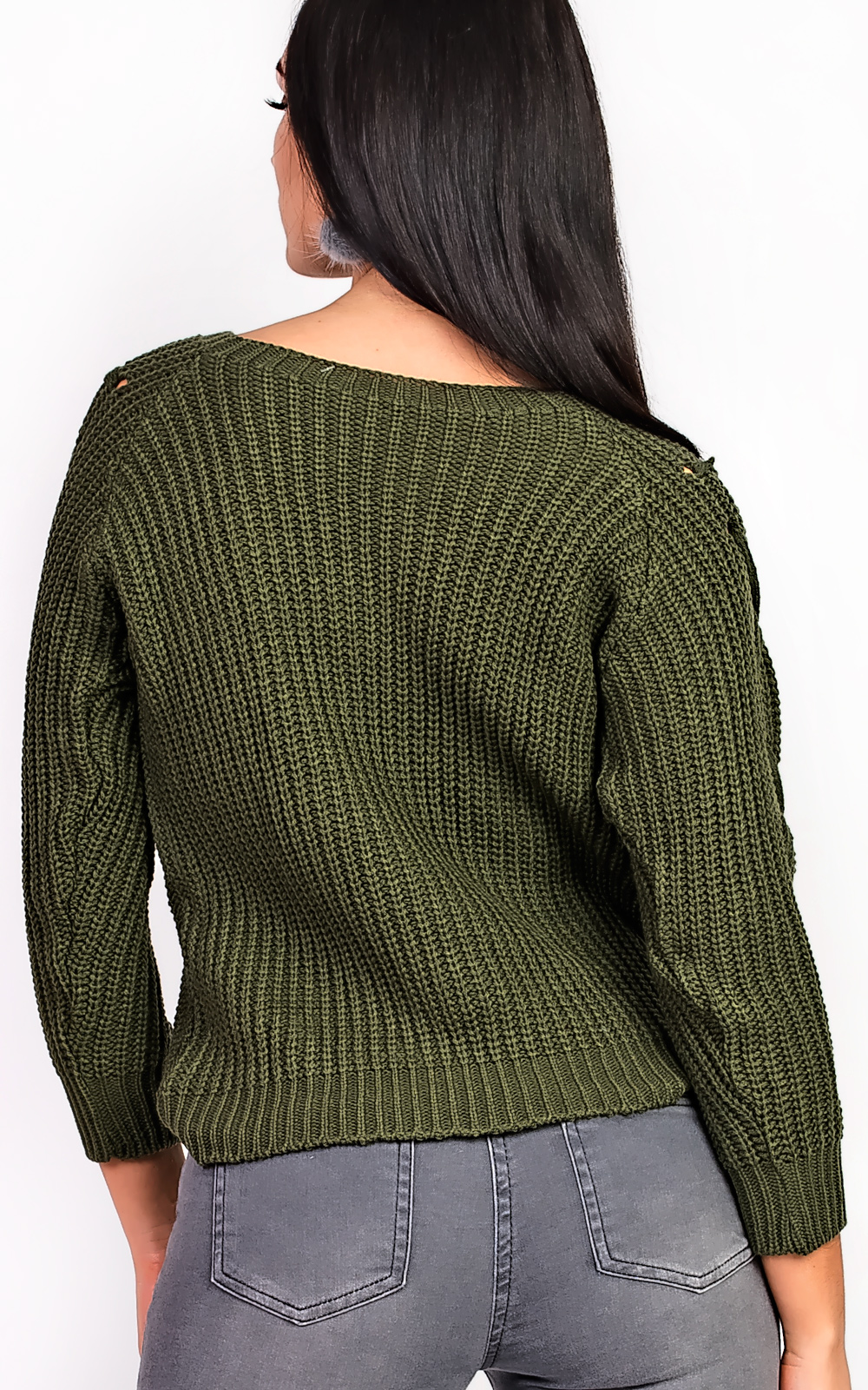 Evie Knitted Lace Up Jumper Thumbnail Evie Knitted Lace Up Jumper Thumbnail