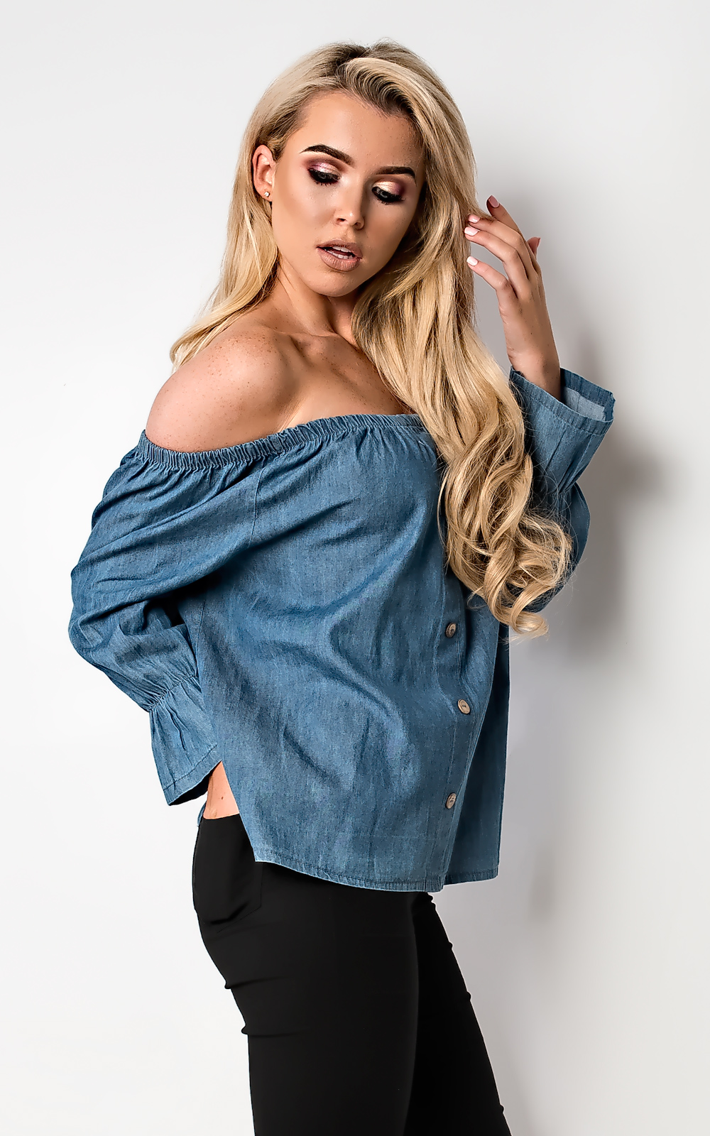 Denna Denim Shift Top Thumbnail