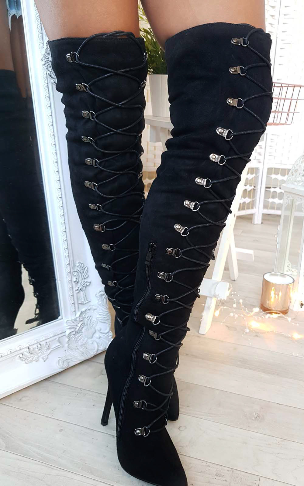 Alesia Corset Faux Suede Boots Thumbnail Alesia Corset Faux Suede Boots Thumbnail