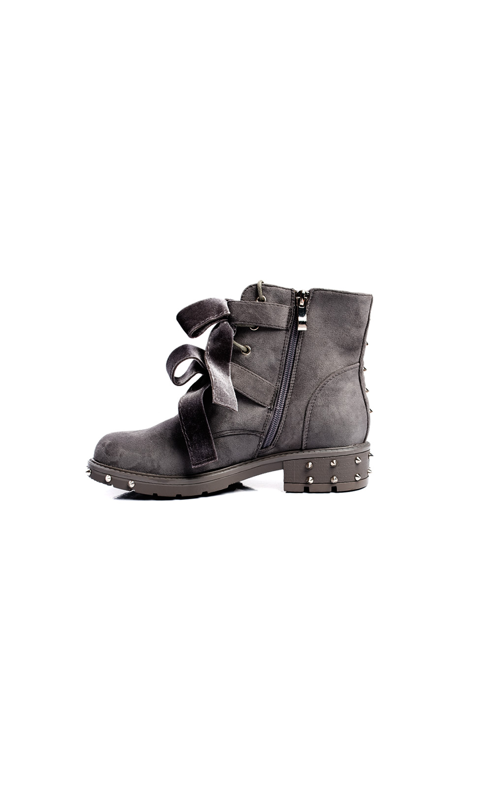 Taylor Studded Bow Faux Suede Ankle Boots Thumbnail Taylor Studded Bow Faux Suede Ankle Boots Thumbnail