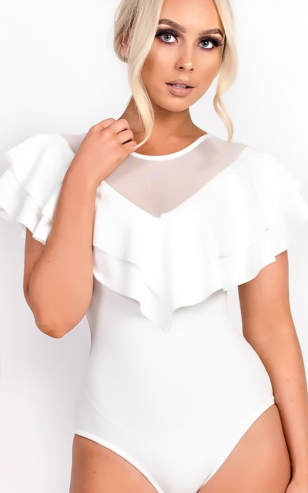 Siana Frill Mesh Bodycon Bodysuit Siana Frill Mesh Bodycon Bodysuit