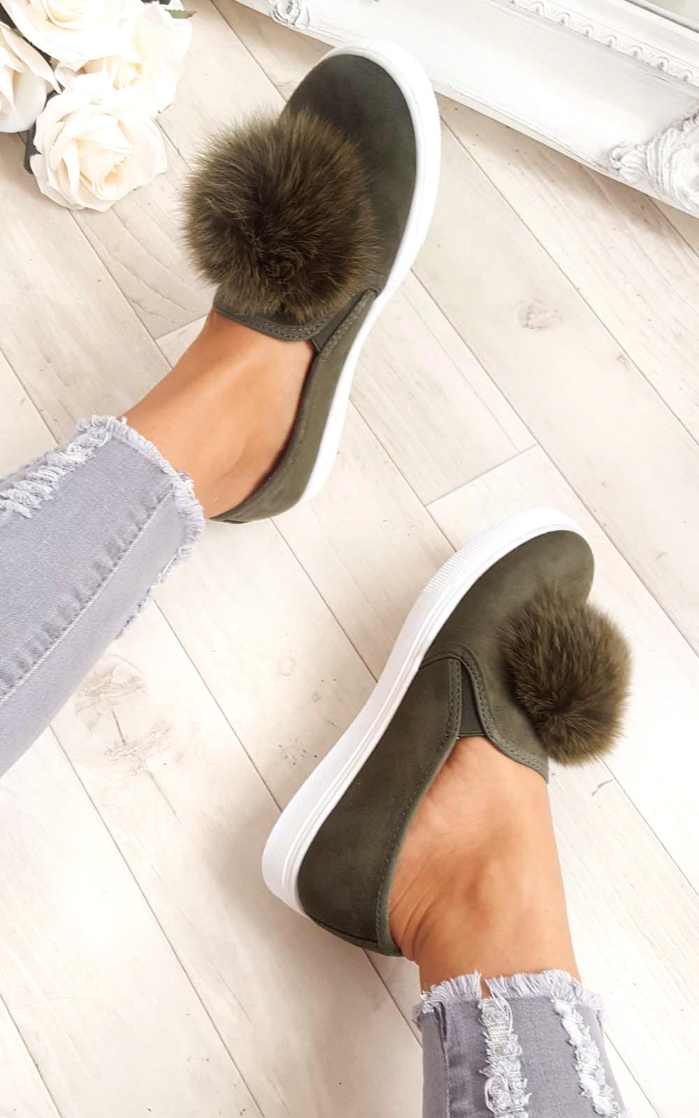 Aliana Pompom Faux Suede Trainers Thumbnail Aliana Pompom Faux Suede Trainers Thumbnail