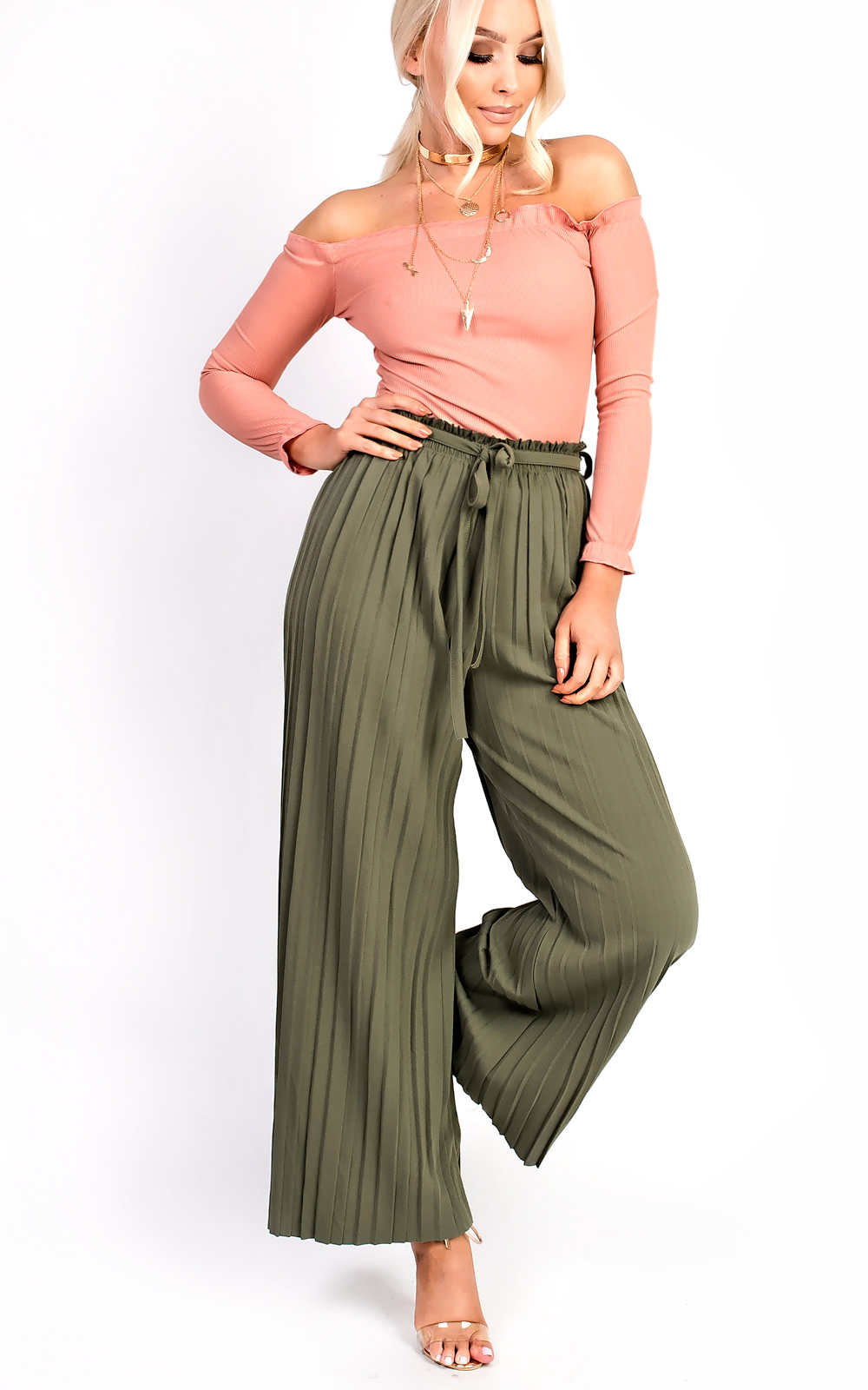 Cora Tie High Waist Wide Leg Trousers