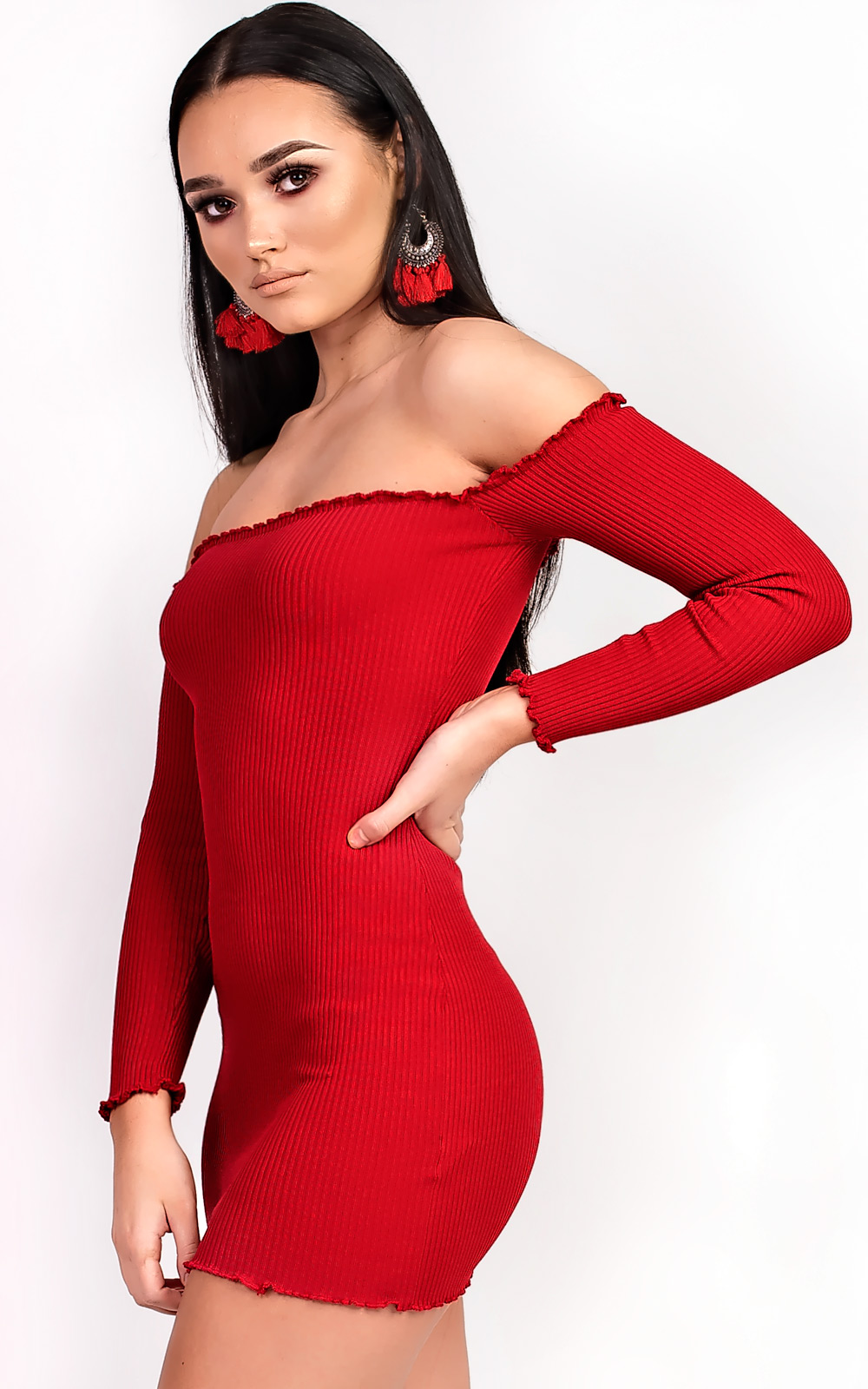 Loudria Bardot Stretch Mini Dress Thumbnail