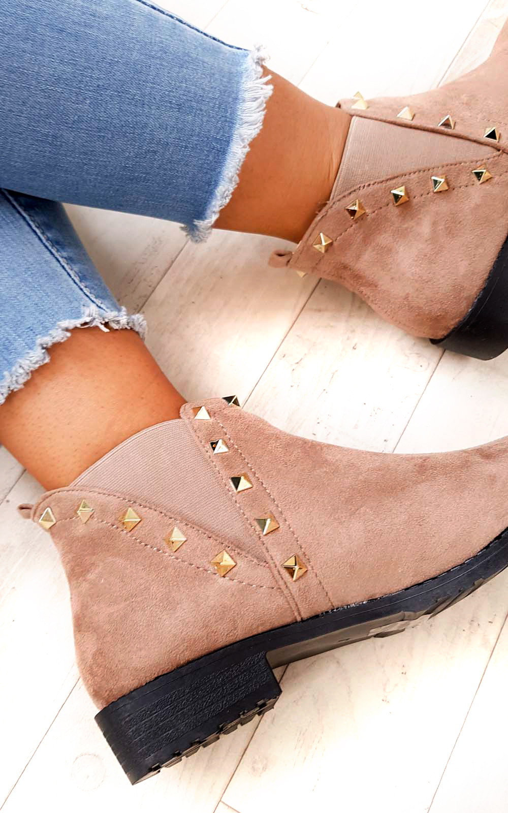 Keir Studded Chelsea Faux Suede Ankle Boots Thumbnail Keir Studded Chelsea Faux Suede Ankle Boots Thumbnail