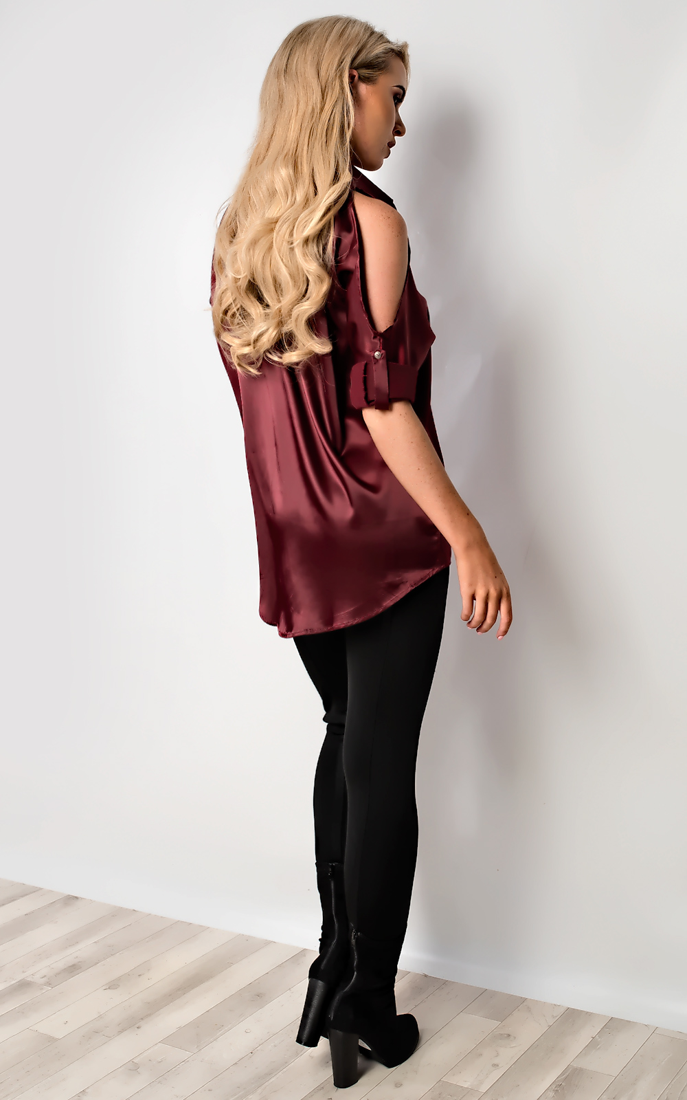 Robyn Satin Cold Shoulder Top Robyn Satin Cold Shoulder Top