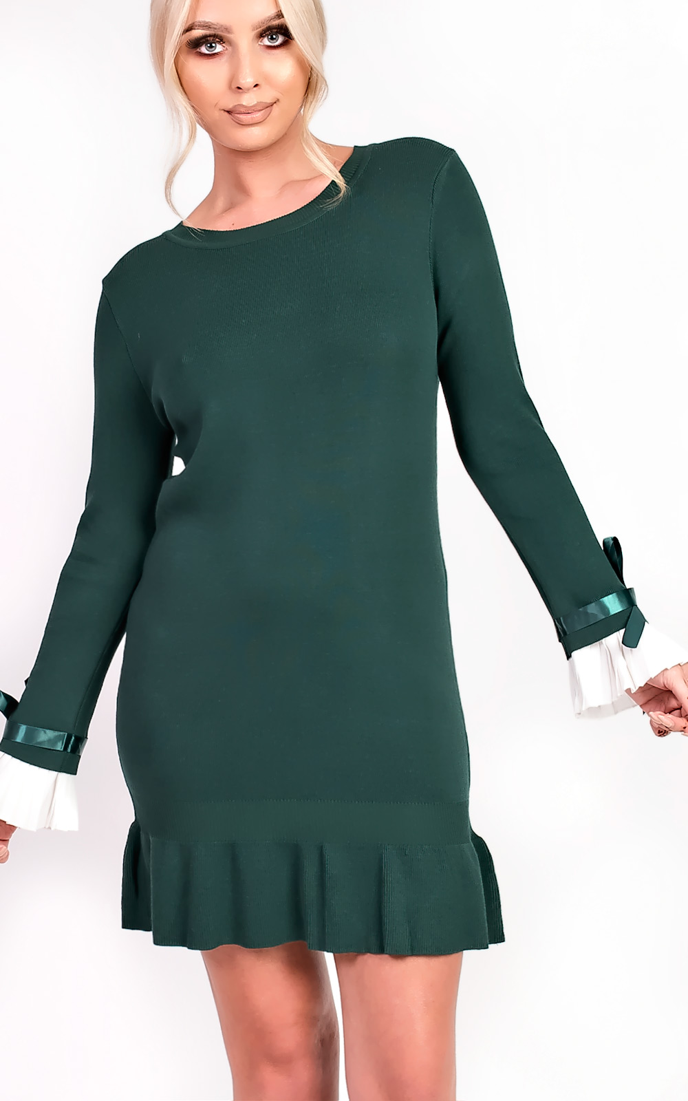 Cecelia Pleated Sleeves Longline Jumper Dress Cecelia Pleated Sleeves Longline Jumper Dress