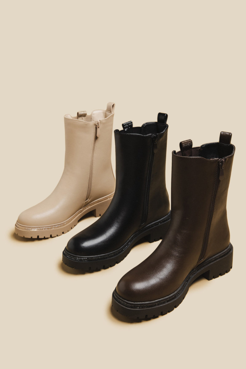 Marla Chelsea Boots with Zip and Diamante Detail Thumbnail Marla Chelsea Boots with Zip and Diamante Detail Thumbnail