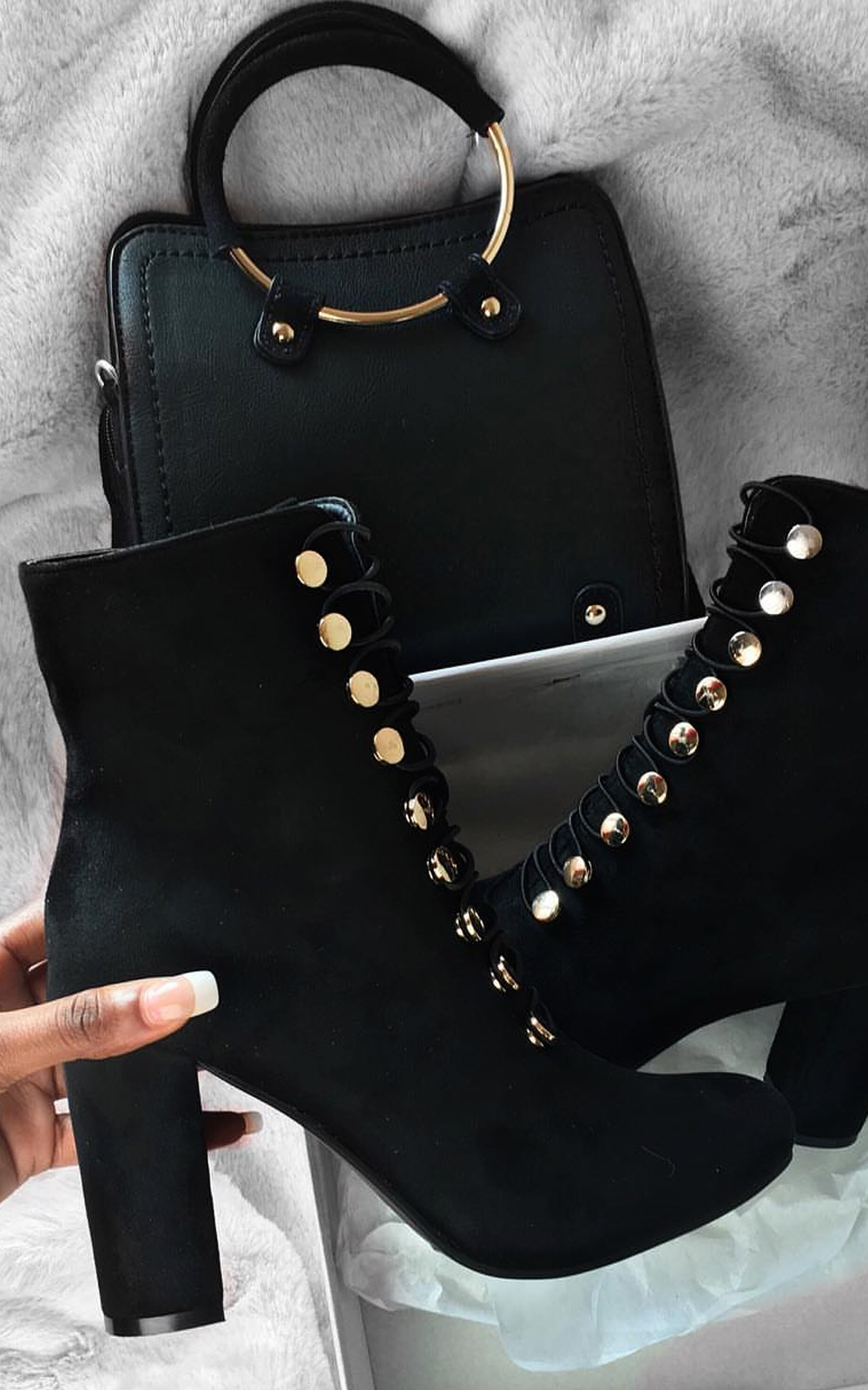 Elle Faux Suede Corset Ankle Boots Thumbnail Elle Faux Suede Corset Ankle Boots Thumbnail