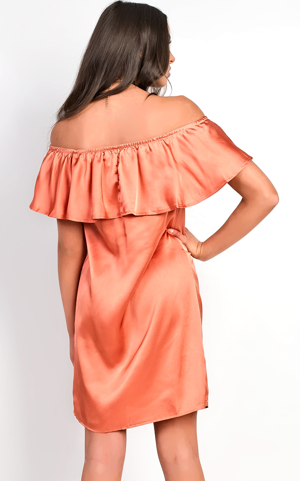 Rhodes Satin Bardot Dress Thumbnail Rhodes Satin Bardot Dress Thumbnail