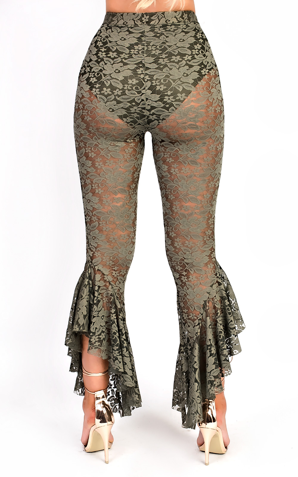 Terri High Waisted Lace Frill Trouser Thumbnail Terri High Waisted Lace Frill Trouser Thumbnail