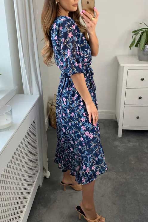 Emma Short Sleeve Floral Wrap Maxi Dress Thumbnail